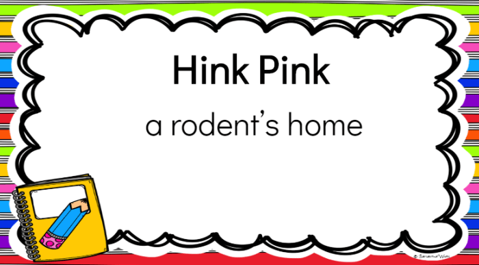 Winter hink pink riddles answer key