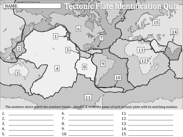 Tectonic plates map worksheet answer key