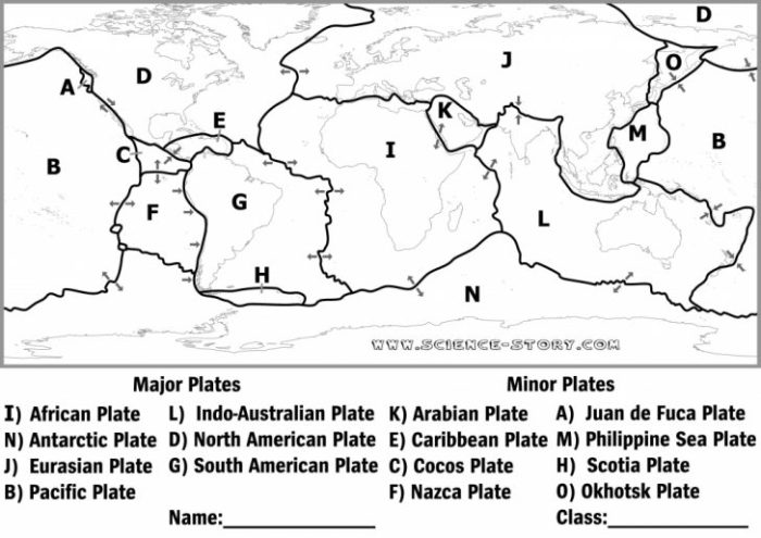 Tectonic plates map worksheet answer key