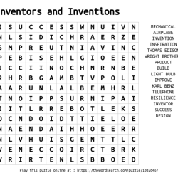 Inventors challenge word search answers