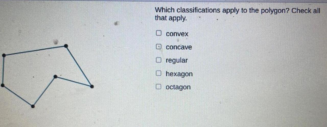 Which classifications apply to the polygon check all that apply