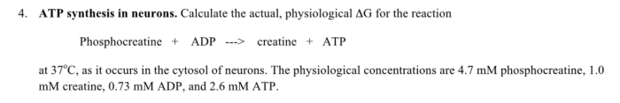 Calculate the actual physiological delta g for the reaction